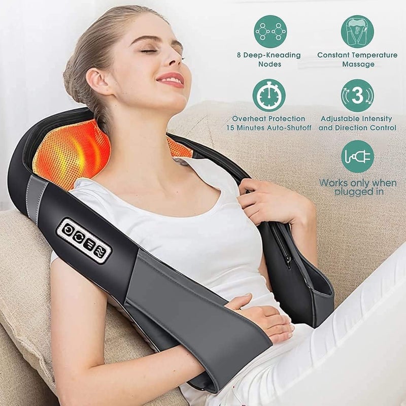 Electric Neck and Shoulder Massager with Heat - Deep Tissue 3D Kneading for Muscle Relief - Image 3