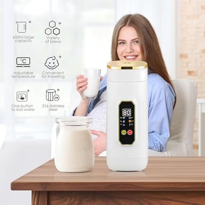 Angju Electric Kettle650Ml Travel Portable KettleHot Water Boiler With 6 Temperature Control 316 Stainless Steel Water Heater With Auto ShutOff  Boil Dry Protection Small Electric Water Kettle - Image 3