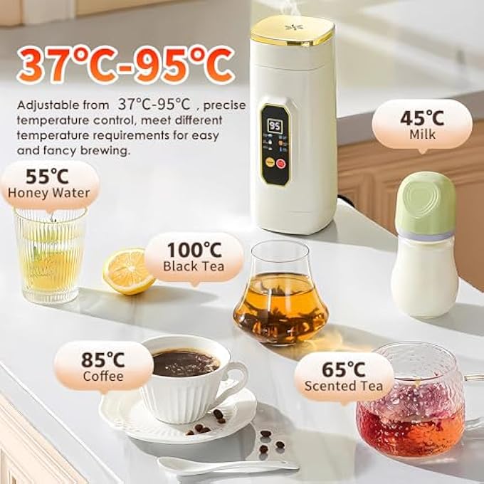 Angju Electric Kettle650Ml Travel Portable KettleHot Water Boiler With 6 Temperature Control 316 Stainless Steel Water Heater With Auto ShutOff  Boil Dry Protection Small Electric Water Kettle - Image 2
