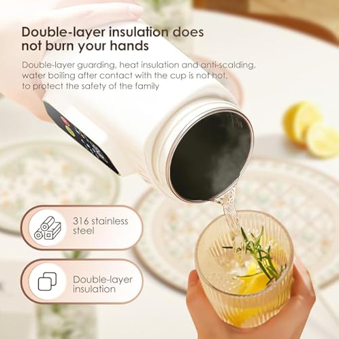 Angju Electric Kettle650Ml Travel Portable KettleHot Water Boiler With 6 Temperature Control 316 Stainless Steel Water Heater With Auto ShutOff  Boil Dry Protection Small Electric Water Kettle - Image 5