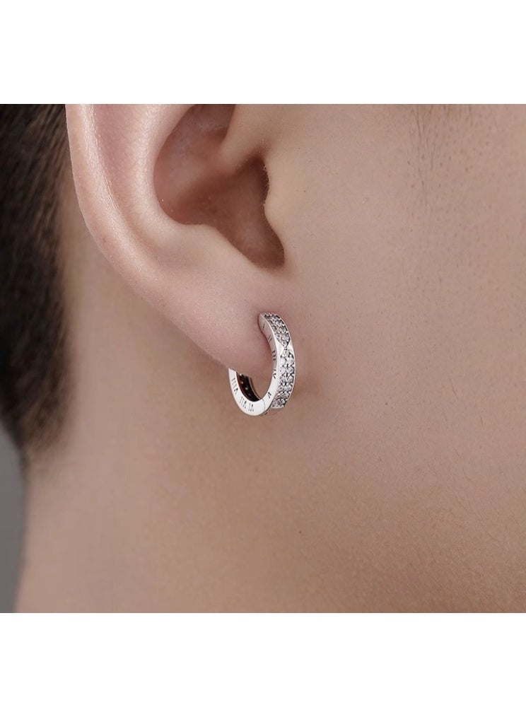 لاتين زوج واحد من الأقراط الرجالية المصنوعة من الفولاذ المقاوم للصدأ، أقراط دائرية على شكل هاجي - Image 3