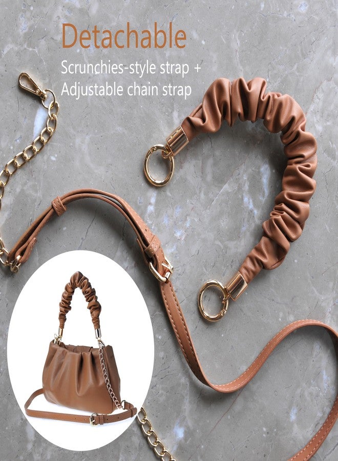 Hoxis Cloud Pouch Bag Women Shoulder Handbag Soft Vegan Leather Vintage Hobo Chain Cross body Bag (Camel) - Image 4