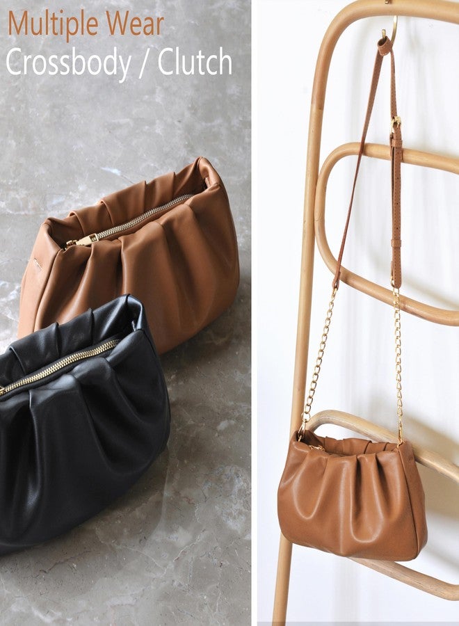 Hoxis Cloud Pouch Bag Women Shoulder Handbag Soft Vegan Leather Vintage Hobo Chain Cross body Bag (Camel) - Image 3