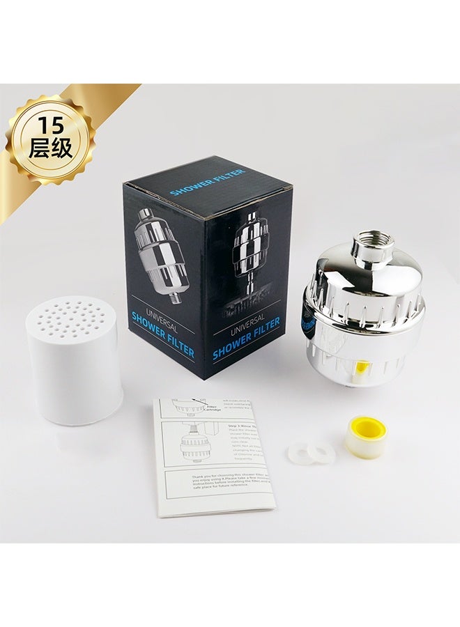 15 Stage Shower Filter with Dual Cartridge - Shower Head Filter - Hard Water Filter Anti Hair Fall Ideal to Remove Chlorine and Heavy Metals from Water with Calcium Sulphite Beans - Image 5