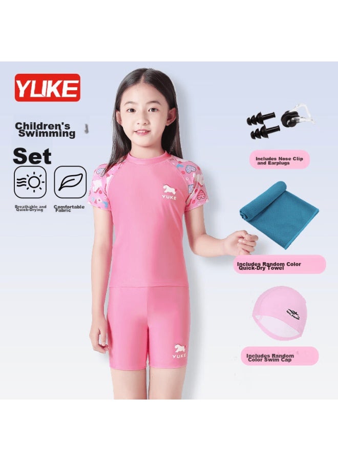 Yuke Children's Swimsuit For Girls, Big Kids Swimwear Set , Skirt Style, 2XL - Image 2