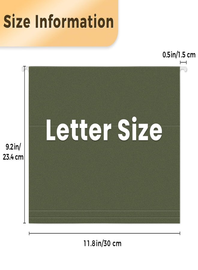 SUNEE Hanging File Folders, 25 Pack Reinforced Hang Folders Letter Size, Adjustable 1/5-Cut Tabs, Designed for Bulky Files, Filing Cabinet, Standard Green - Image 2