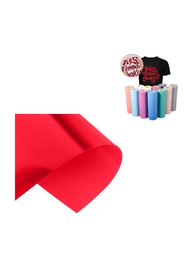 Kalon RED Flock HTV Vinyl Roll 12" x 10ft (3m) – Soft Velvet Heat Transfer Iron-On for T-Shirts, Clothing & DIY Crafts | Easy Cut & Weed - Image 1