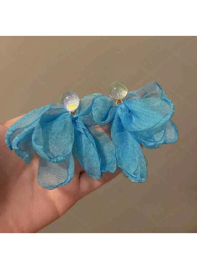 Goolsky Ethereal Chiffon Flower Earrings for Women – New Bestseller Elegant Studs, Chic Seaside Vacation Vibes, Soft Chiffon Flowers Hypoallergenic Posts, Beach Vacation Summer Daily Wear - Image 1