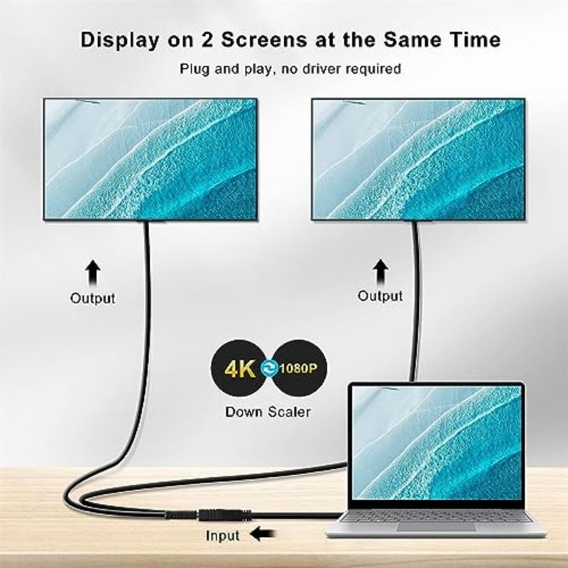 YelaJoy HDMI Splitter 1x2 Male to 2 Female Adapter Cable - 1080P Full HD 1 to 2 Way Splitter for Simultaneous Video and Audio on Dual Monitors or TVs, Plug and Play, Wide Compatibility - Image 5