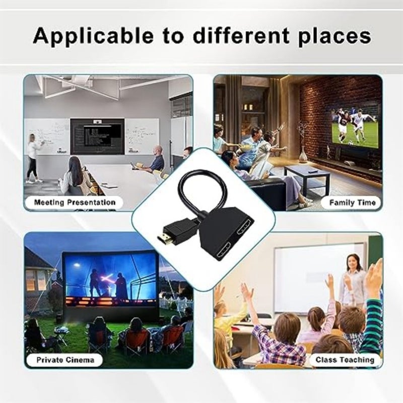YelaJoy HDMI Splitter 1x2 Male to 2 Female Adapter Cable - 1080P Full HD 1 to 2 Way Splitter for Simultaneous Video and Audio on Dual Monitors or TVs, Plug and Play, Wide Compatibility - Image 4