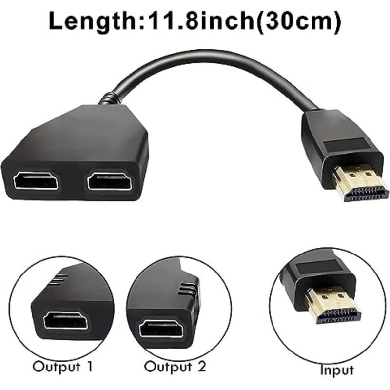YelaJoy HDMI Splitter 1x2 Male to 2 Female Adapter Cable - 1080P Full HD 1 to 2 Way Splitter for Simultaneous Video and Audio on Dual Monitors or TVs, Plug and Play, Wide Compatibility - Image 2