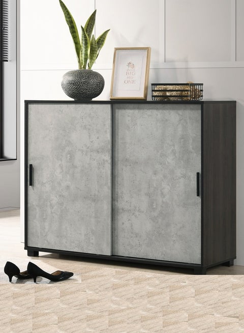 Capri 24-Pair Sliding Door Shoe Cabinet 120 x 100 x 40 cm | Engineered Wood | Grey | 2 doors