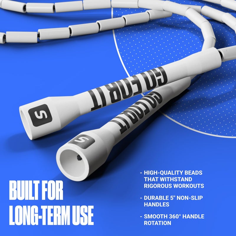 Sportbit Beaded Jump Rope for Fitness - Elite Skipping Rope for Adults (Women and Men) - Speed Rope for Workouts, CrossFit, Boxing - Lightweight Tangle-Free Adjustable - Image 2