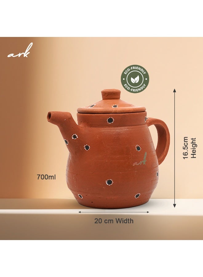 ARK - Dhaaro Vibes Earthen Clay Kettle | Handcrafted Terracotta kettle | Eco-Friendly Water Kettle | Artisan Made | Refreshing Cool Water | Chemical-Free | Alkaline & Heat-Resistant | 700 ml - Image 2