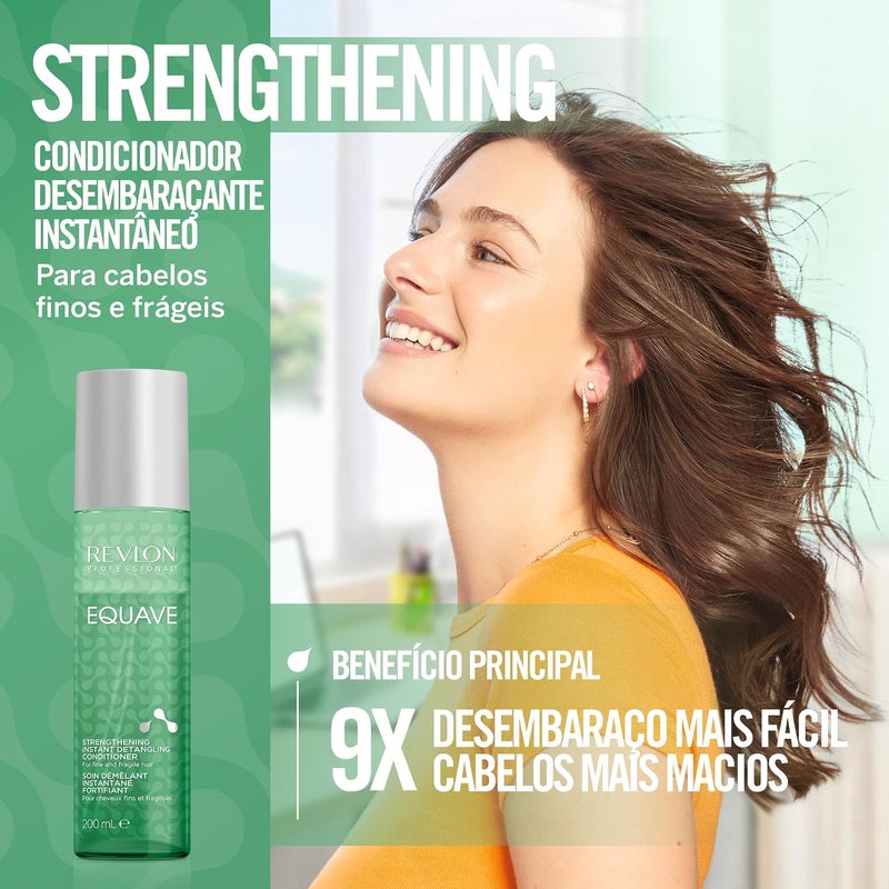 Revlon Professional Equave Strengthening Instant Detangling Conditioner 200 ml Detangling Leave in Spray Conditioner for Fine & Brittle Hair 2Phase Hair Care with Heat Protection - Image 2