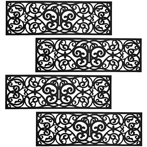 Hedume 4 Pack Rubber Stair Mats, Non Slip Stair Treads Mat, Rubber Scroll Doormat for Outdoor, Indoor, Entrance, Stairs (29" x 9.5") - Image 1