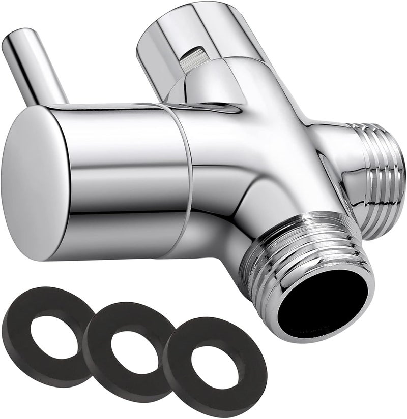 Mathtoxyz G1/2" Shower Head Diverter Valve, 100% Solid Brass Shower Arm Diverter Valve for Hand Held Showerhead and Fixed Spray Head, G1/2 20mm Diameter 3-Way Bathroom Universal Shower System Replacement Part - Image 1