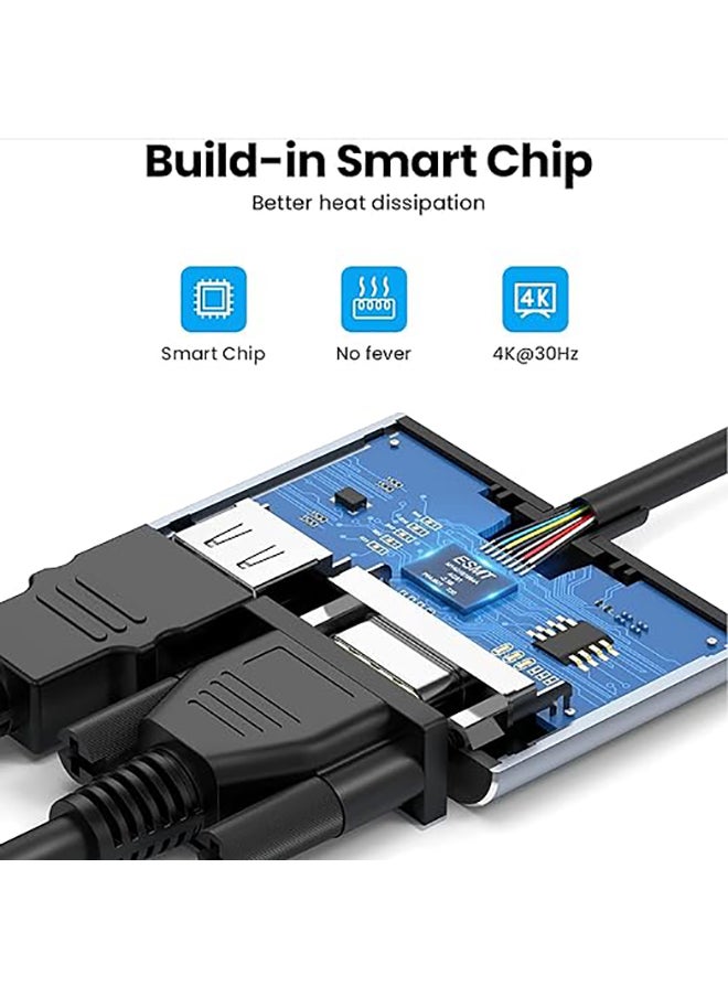 USB C to HDMI VGA Adapter, USB Type C to Dual VGA HDMI Splitter Converter, Compatible with iPhone 15/15Pro, Galaxy S22 Ultra, Macbook Pro, iPad Pro, Dell XPS 13/15, Yoga 910, Surface Go