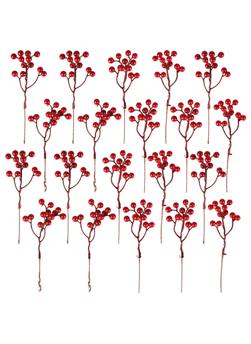 Fangoo Fangoo 20 Pack 7 Inch Burgundy Red Berry Picks for Christmas Tree Branches Decorations for Home Holly Berries for Crafts Winter Holiday Wedding Decor  - Image 1