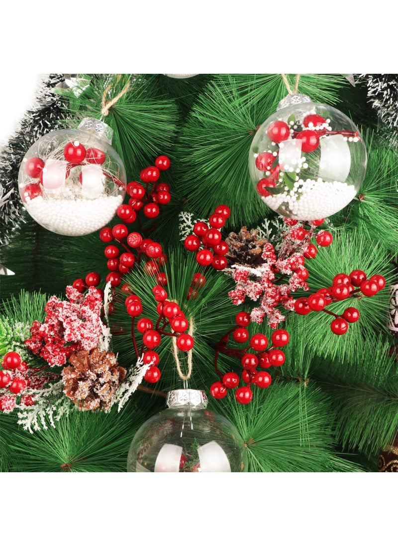 Fangoo Fangoo 20 Pack 7 Inch Burgundy Red Berry Picks for Christmas Tree Branches Decorations for Home Holly Berries for Crafts Winter Holiday Wedding Decor  - Image 3