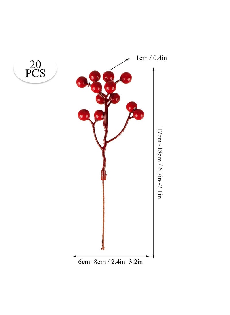 Fangoo Fangoo 20 Pack 7 Inch Burgundy Red Berry Picks for Christmas Tree Branches Decorations for Home Holly Berries for Crafts Winter Holiday Wedding Decor  - Image 2