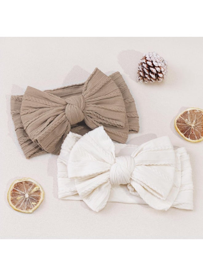 Relex Super Stretchy Soft Handmade Headbands with Double Bows Head Wrap Nylon Hair Accessories for Newborn Baby Girls Infant Toddlers Kids (Pack of 6) - Image 4