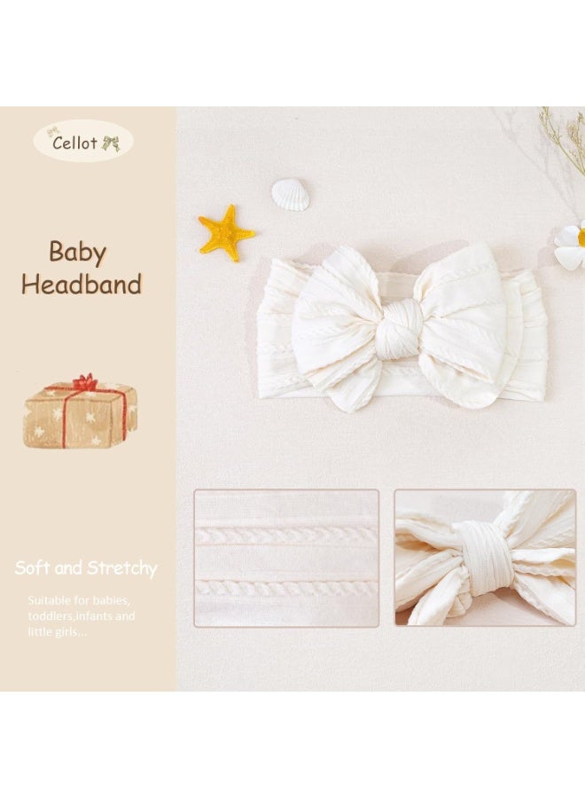 Relex Super Stretchy Soft Handmade Headbands with Double Bows Head Wrap Nylon Hair Accessories for Newborn Baby Girls Infant Toddlers Kids (Pack of 6) - Image 3