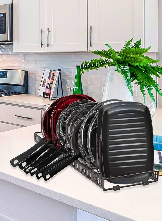 Chase Up Expandable Pot and Pan Organizer for Cabinet with 10 Dividers, Adjustable Pots and Pans Organizer Rack Pan Lid Cookware Bakeware Baking Storage Holder for Kitchen Countertop Pantry -Bronze - Image 3