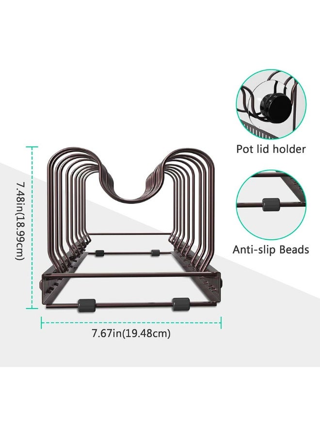 Chase Up Expandable Pot and Pan Organizer for Cabinet with 10 Dividers, Adjustable Pots and Pans Organizer Rack Pan Lid Cookware Bakeware Baking Storage Holder for Kitchen Countertop Pantry -Bronze - Image 4