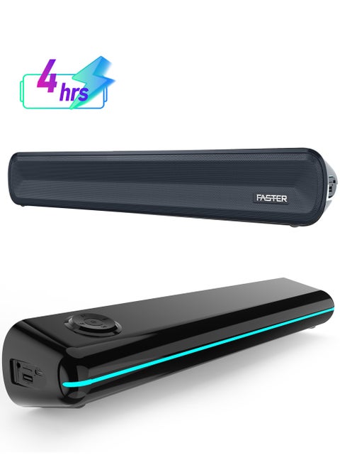 Z10 Pro Portable 20W Bluetooth Soundbar - Wireless Speaker with Mesmerizing Lights for PC, Laptop, TV, Smartphone & Tablet - Mini Home Theater with Surround Sound - USB/Aux/TF Card Support, Plug & Play