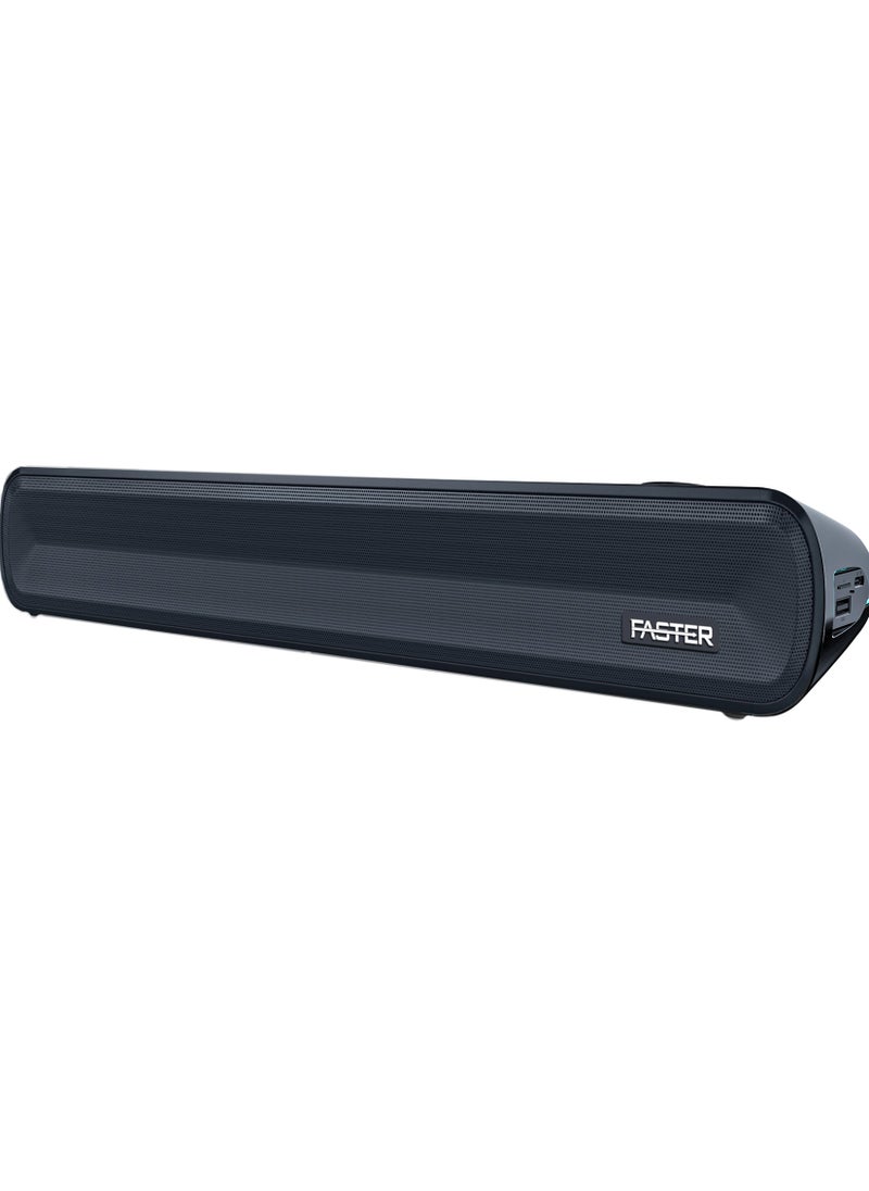 Faster - Z10 Pro Portable 20W Bluetooth Soundbar - Wireless Speaker with Mesmerizing Lights for PC, Laptop, TV, Smartphone & Tablet - Mini Home Theater with Surround Sound - USB/Aux/TF Card Support, Plug & Play - Image 1