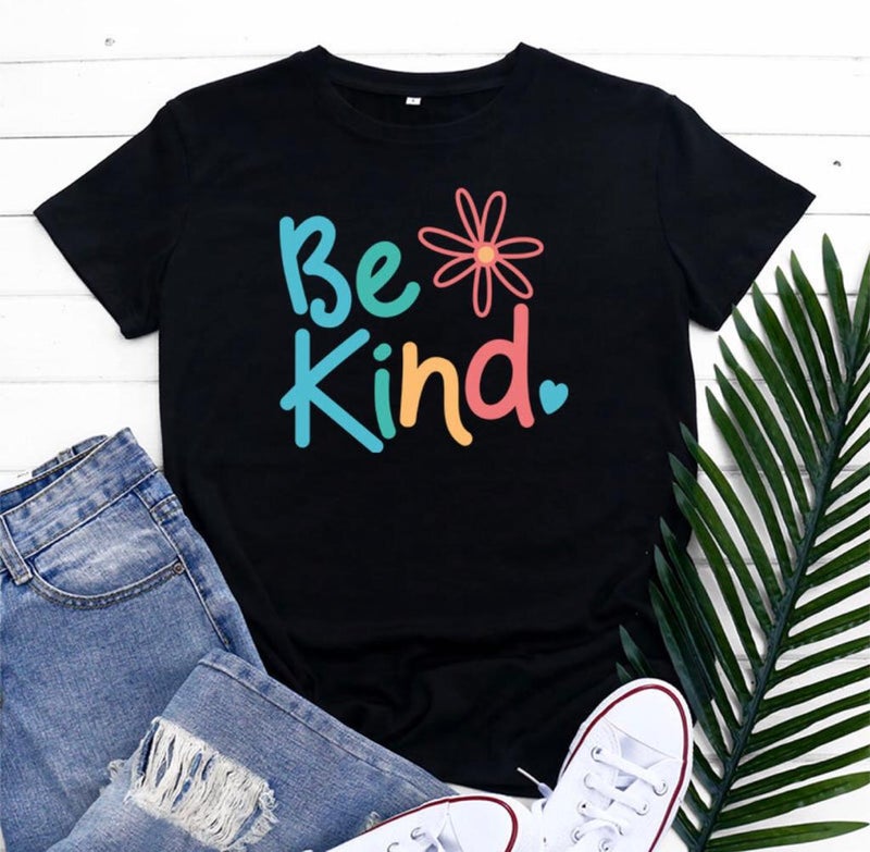 Source Be Like Never Letter Printed Short Sleeve Top T-Shirt European Size Plus Size - Image 2