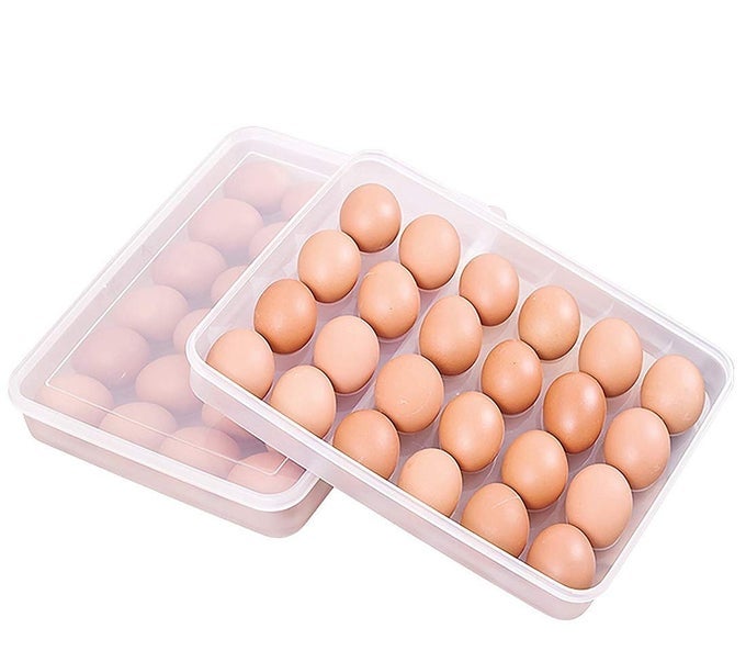 ABS PLASTIC TRANSPARENT COLOR 24 GRIDS TRANSPARENT EGG TRAY STORAGE BOX FREEZER EGGS BOXTRANSPARENT PRESERVATION 1 PC