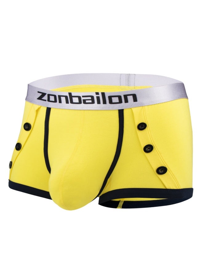Zonbailon Men's Bamboo Fiber Boxer Briefs, Button Decor Breathable Low Rise Underwear, Sizes M-3XL - Image 1