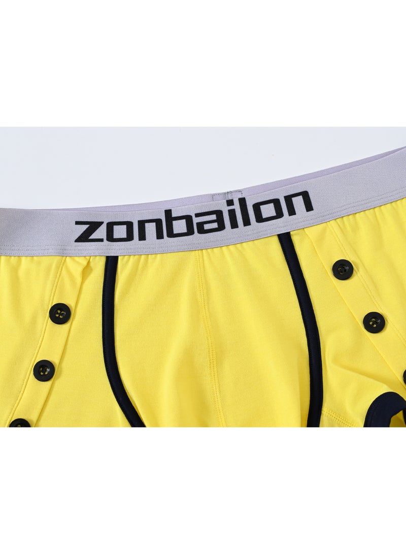 Zonbailon Men's Bamboo Fiber Boxer Briefs, Button Decor Breathable Low Rise Underwear, Sizes M-3XL - Image 4