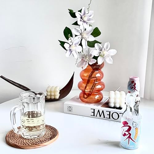 BLOFLO STU BLOFLO Transparent Glass Hydroponic Flower Vase, 7-Inch Orange Glass Vase, Four-Layer Geometric Glass Floral Vase for Home Décor, Modern Bubble Glass Vase for Home Office Wedding Table (Orange) - Image 5