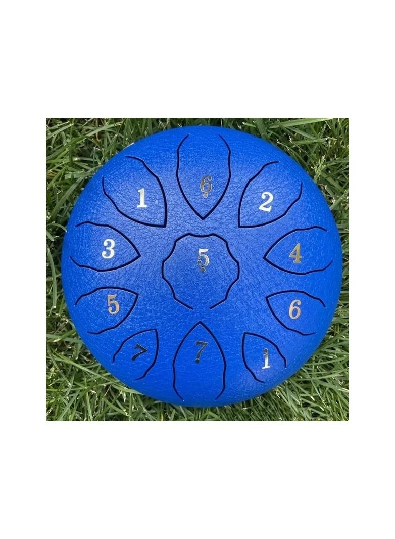 1-Piece Musical Instrument 11 Tunes Percussion Drum,6 Inch Steel Tongue Drum For Beginner,Pad Sticks Percussion Hand Drum,Colour Blue - Image 5