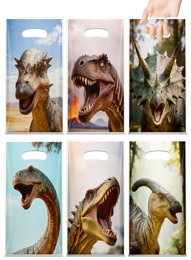 Bsenhe 60PCS Dinosaur Party Favor Bags, Dinosaur Goodie Candy Bags Dino Birthday Gift Bag Plastic with Handles for Boys Kids Birthday Party Supplies - Image 1