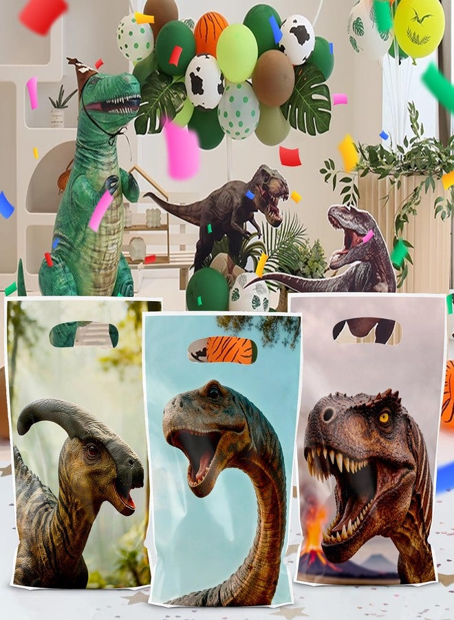 Bsenhe 60PCS Dinosaur Party Favor Bags, Dinosaur Goodie Candy Bags Dino Birthday Gift Bag Plastic with Handles for Boys Kids Birthday Party Supplies - Image 5