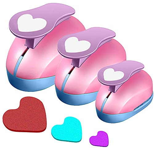 VSREI Heart Hole Punch Paper Punches HeartPunches for Paper Crafts Hole PuncherHeart HeartShaped Hole Punch 1 inch 58 inch 38 inch Heart Hole Punches Set Random Color - Image 1