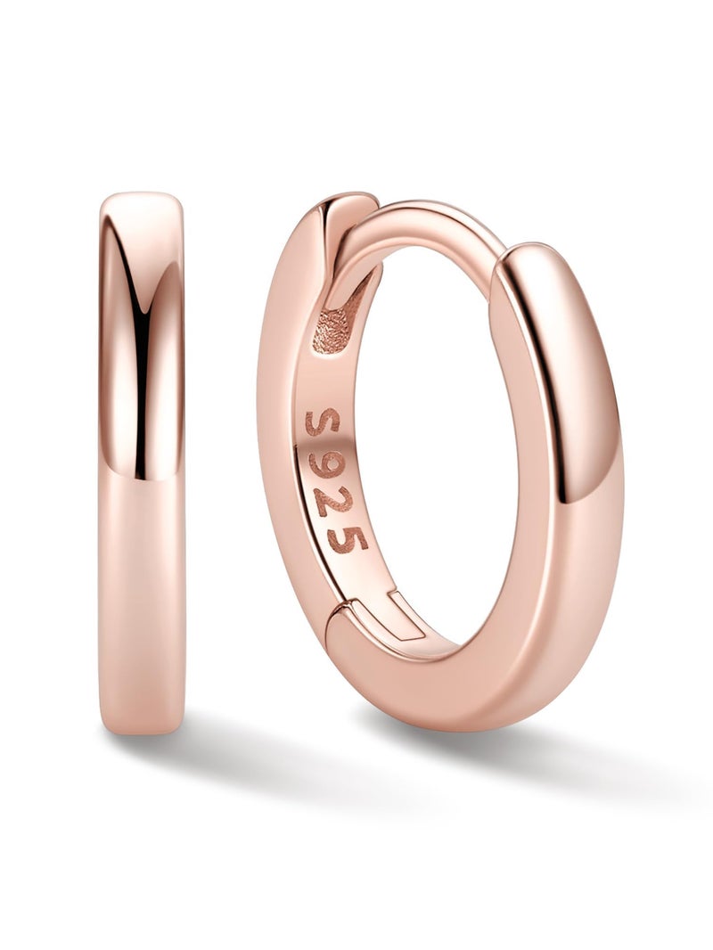 ChicSilver 14K Rose Gold Plated Earrings for Women 8MM Hoop Earrings Hypoallergenic Small Huggies Earrings Tiny Cartilage Earring for Mother - Image 1