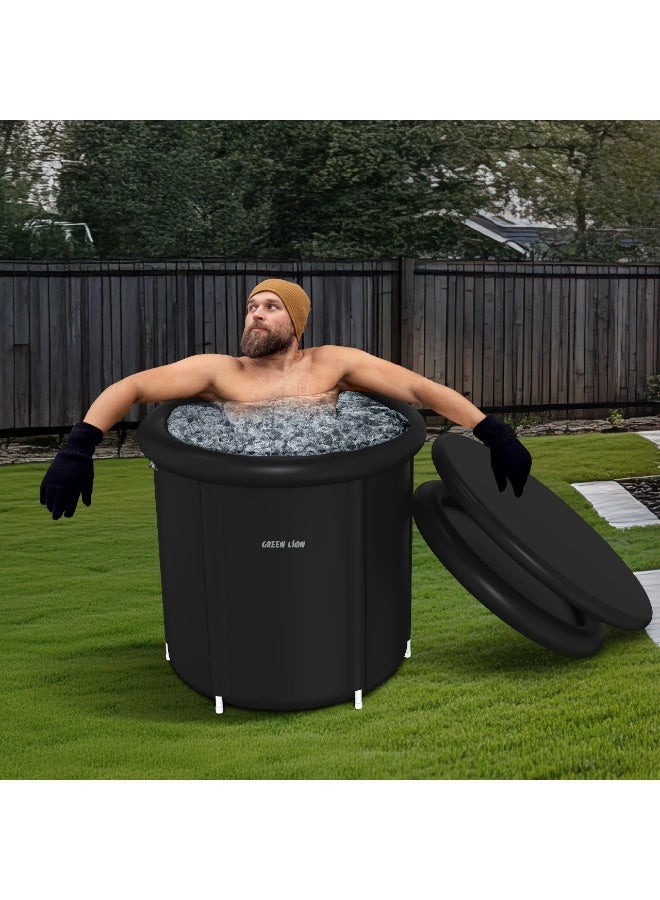 GREEN LION Indoor & Outdoor Portable Ice Bath Tub / Standing Foldable Ice Bath Tub / Inflatable Ice Bath Tub / Cold Plunge Tub For Adults For Cold Water Therapy / Instant Muscle Recovery / Training & Soaking - Black - Image 1