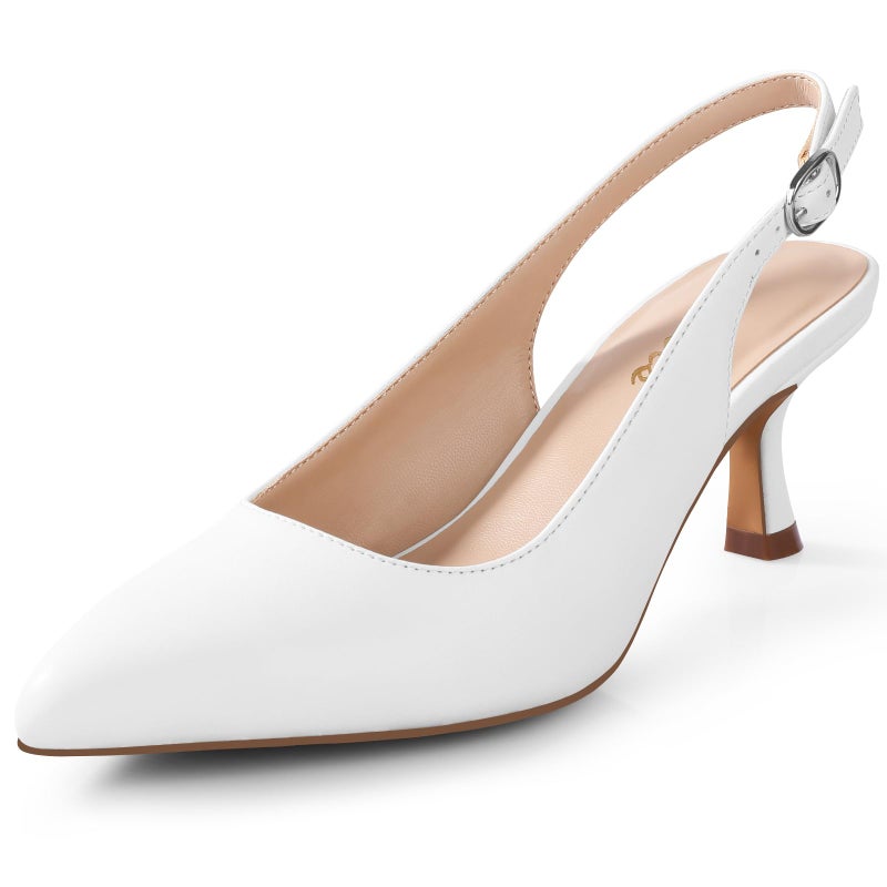 Ankis Slingback Heels for Women Closed Toe Women's Pumps Kitten Heel Wedding Party Casual Dress Shoes - Image 1