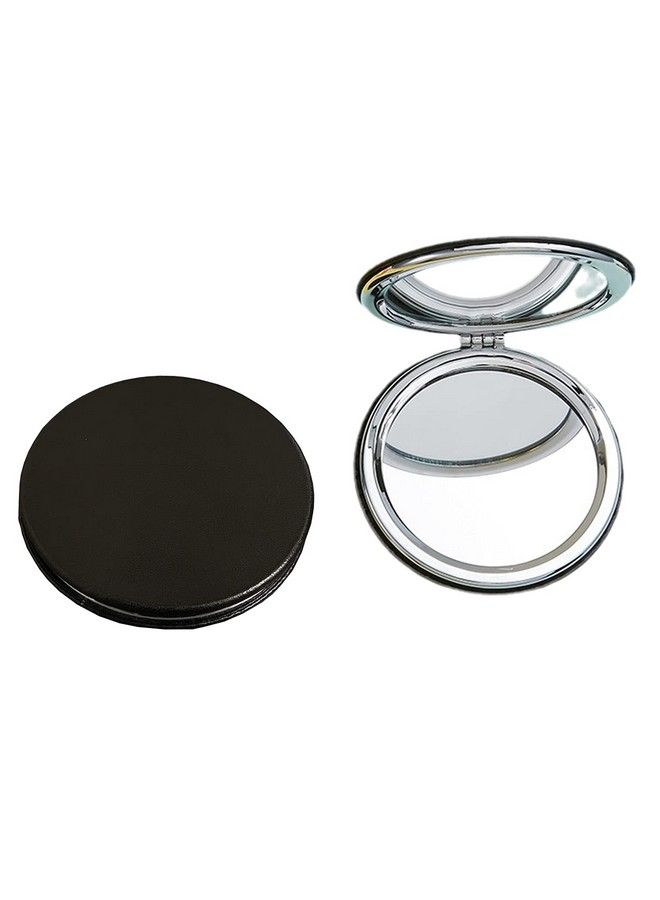 Zcooooool Makeup Mirrorround Folding Mirror 8 Cm Professional Doublesided Make Up Mirror (One Side Enlargedthe Other Side Normal) Pu Surface Mirror Pocket Mirror Handbag Mirror Compact Mirror  - Image 1