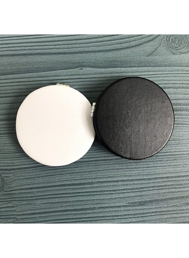 Zcooooool Makeup Mirrorround Folding Mirror 8 Cm Professional Doublesided Make Up Mirror (One Side Enlargedthe Other Side Normal) Pu Surface Mirror Pocket Mirror Handbag Mirror Compact Mirror  - Image 5