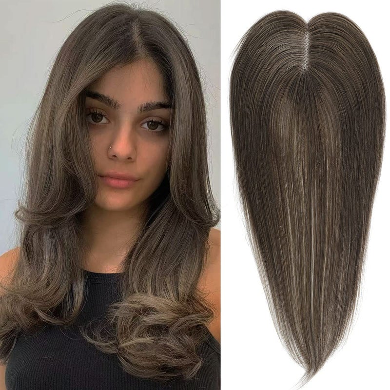 Aimeolyn air Toppers for Women Real Human Hair14inch Hairs Topper for Women No Bangs Top Extensions Pieces for Thinning Hairs Upgrade Lace Base 6 - Image 2