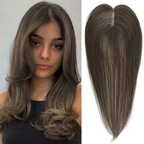 Aimeolyn air Toppers for Women Real Human Hair14inch Hairs Topper for Women No Bangs Top Extensions Pieces for Thinning Hairs Upgrade Lace Base 6 - Image 1