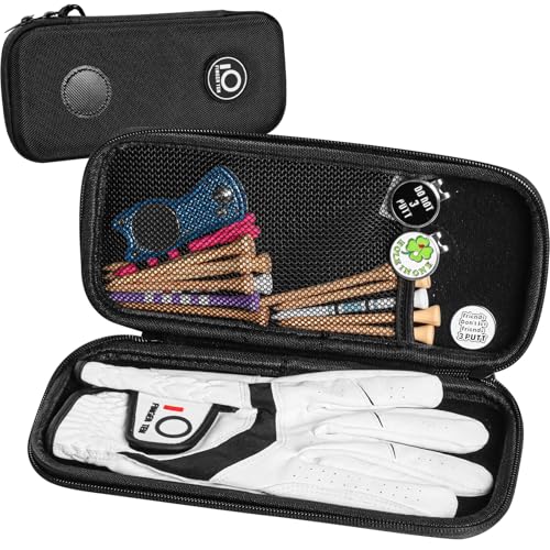 FINGER TEN Golf Glove Holder Case Premium Organizer Box with Carabiner Storage, Breathable Durable Protect and Keep Glove Dry Portable Accessories, Ideal Accessory Storage for Men Women Golfer (Black) - Image 1
