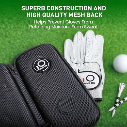 FINGER TEN Golf Glove Holder Case Premium Organizer Box with Carabiner Storage, Breathable Durable Protect and Keep Glove Dry Portable Accessories, Ideal Accessory Storage for Men Women Golfer (Black) - Image 4