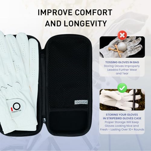 FINGER TEN Golf Glove Holder Case Premium Organizer Box with Carabiner Storage, Breathable Durable Protect and Keep Glove Dry Portable Accessories, Ideal Accessory Storage for Men Women Golfer (Black) - Image 3